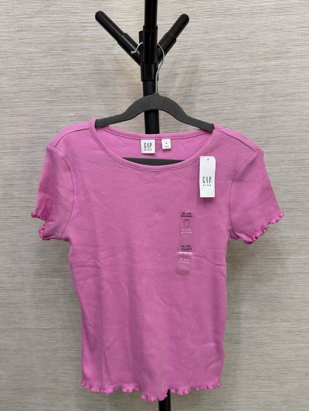 New* Gap Kids Girls XL(12) Ribbed Short Sleeve Lettuce Edge T-Shirt in Pink